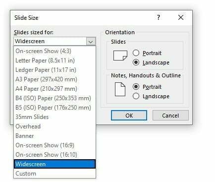 Change PowerPoint Slide format: your options