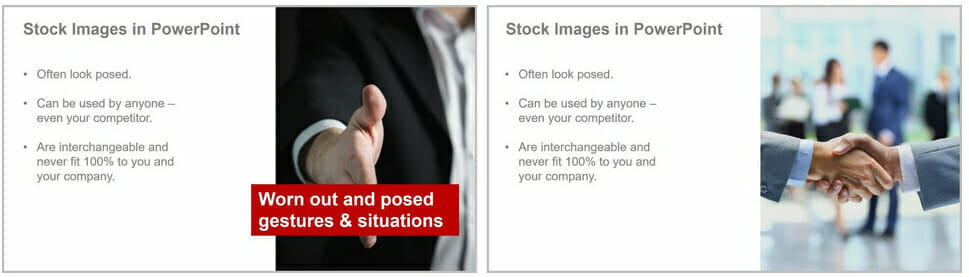 No to Stock images: Appear staged