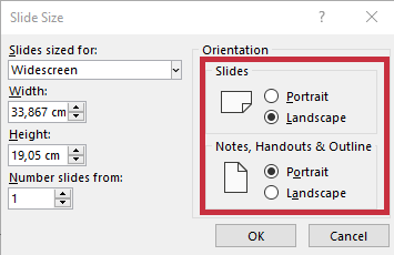 Setting the PowerPoint portrait format