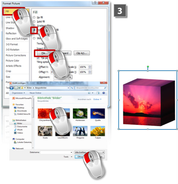How to fill 3D objects with images (step 3)