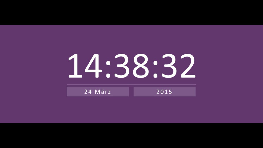 Digital start screen (for events, presentations, self-playing presentations/info screens + live time)