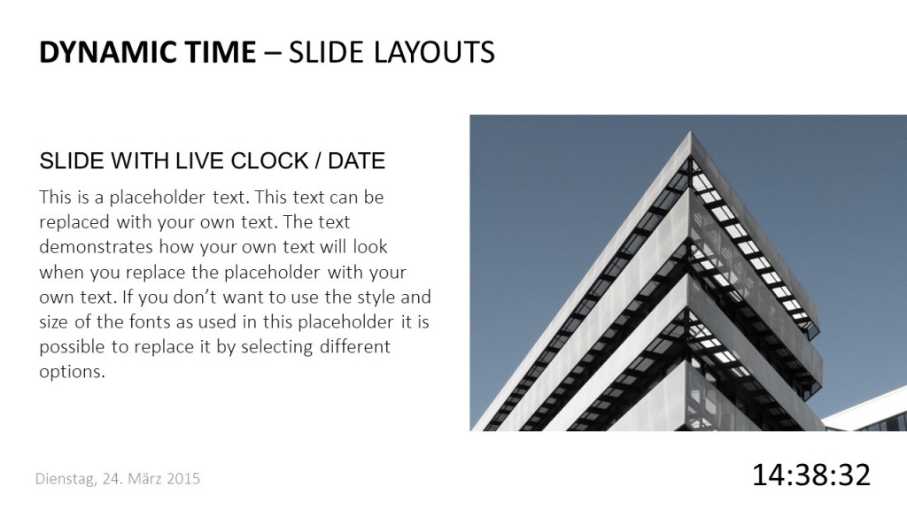 Show real time (including seconds) on every slide during the presentation