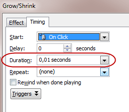 powerpoint animation pane duration