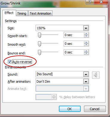 powerpoint images effect options auto reverse