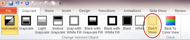 powerpoint view grayscale dont show