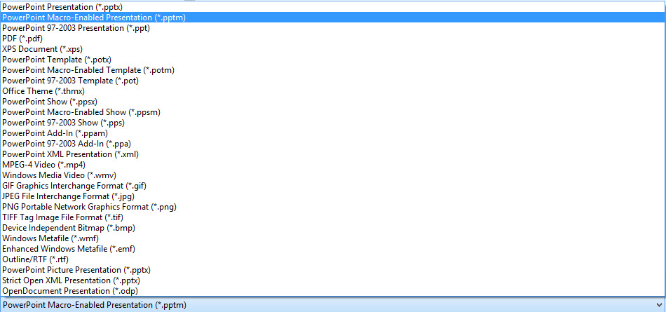 save as file formats powerpoint