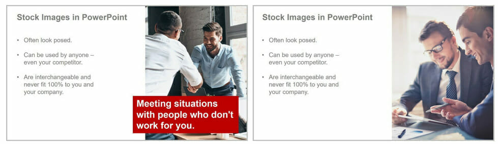 No to Stock Images: No unique selling point