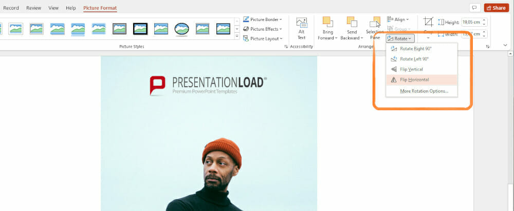 flip images in PowerPoint 3