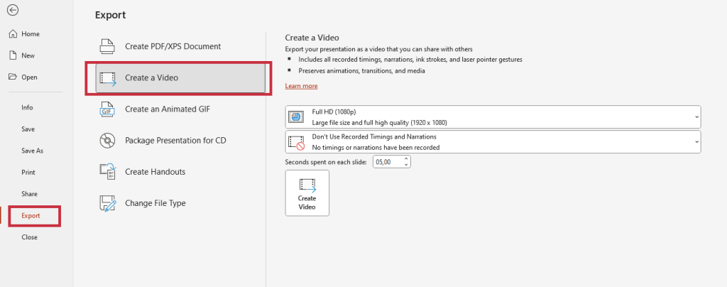 exporting PPT Presentation in PowerPoint portrait format