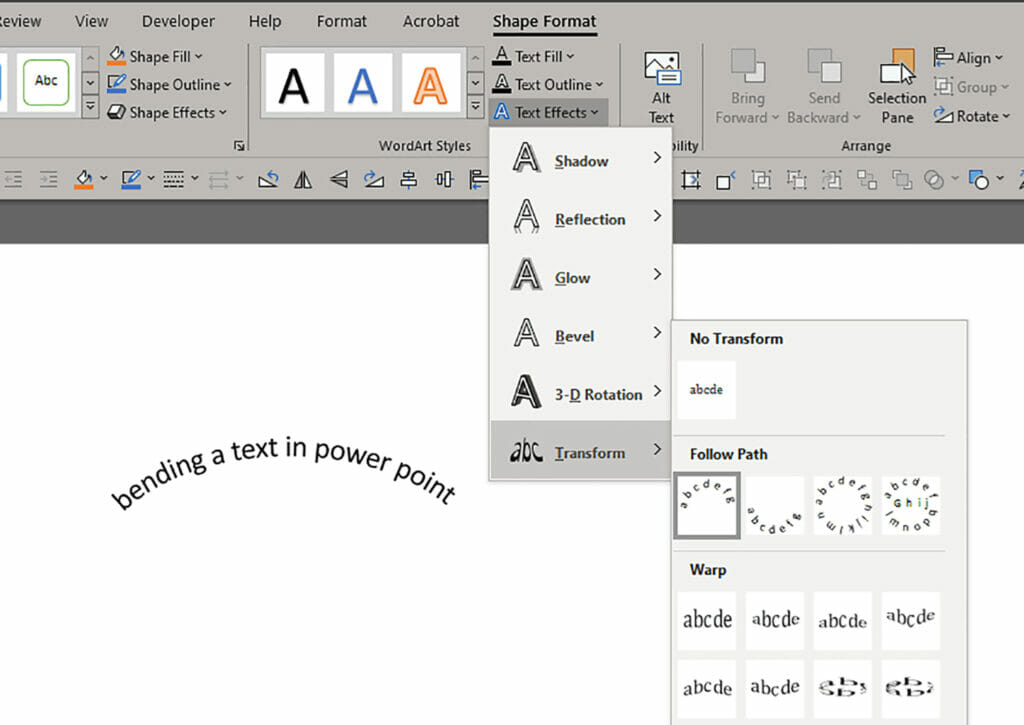 Curved text PowerPoint