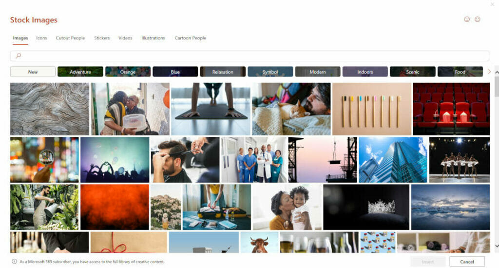 Insert Stock images in PPT