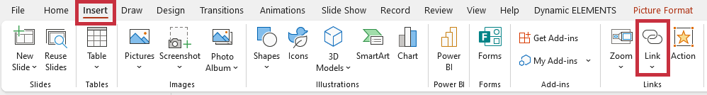 insert a PDF into PowerPoint add Link