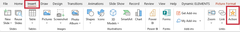 insert a PDF into PowerPoint add action