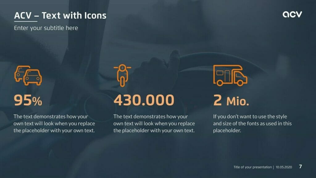 PowerPoint Layout Text Icons Example 3