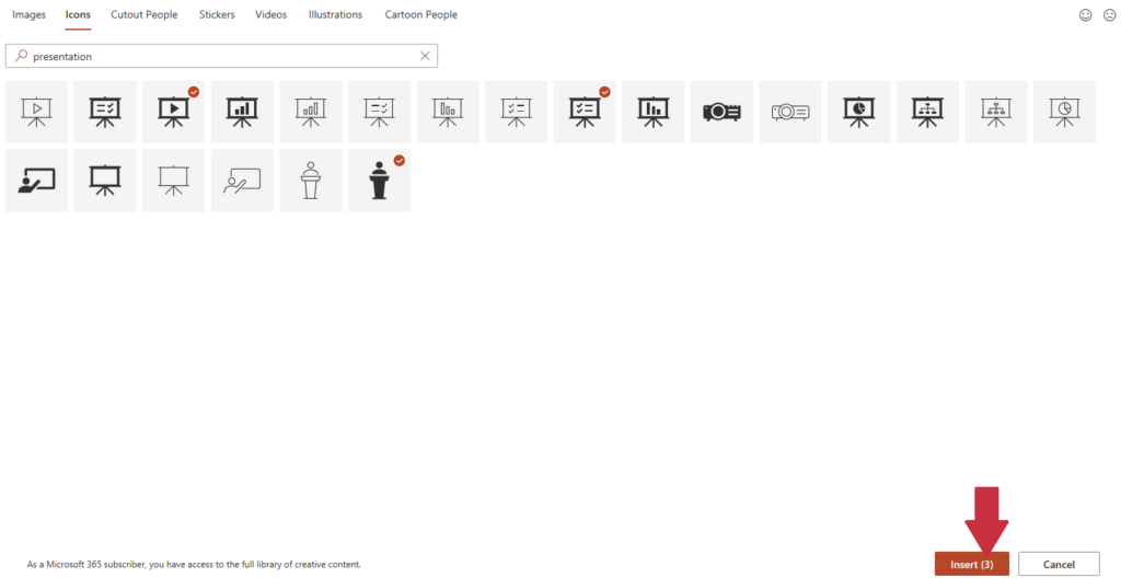 PowerPoint Icons how to insert them