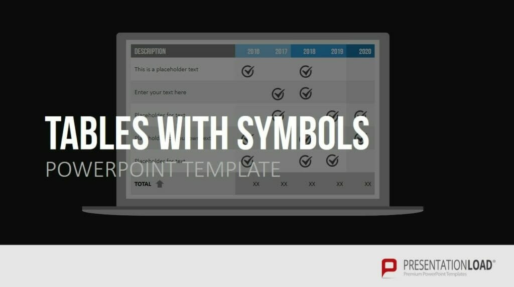 Tables with symbols PowerPoint-Folien Shop