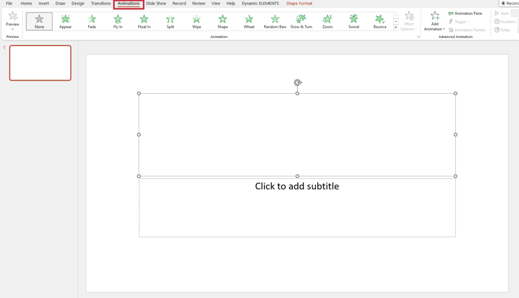 Animations on the slide master insert animation