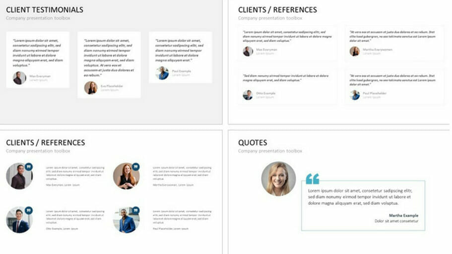 Testimonial in Presentations: Use Customer credentials and quotes